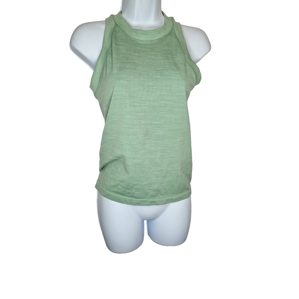 Green Ribbed Racerback Tank Top Women's Size Small Stretch Knit Basic Casual